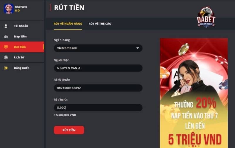 Nạp rút thể thao tại nhà cái thần tốc